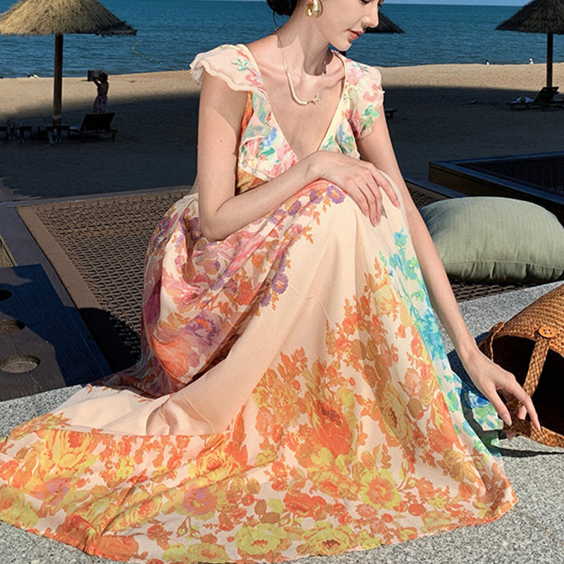 Summer V-Neck Long Dress for Women