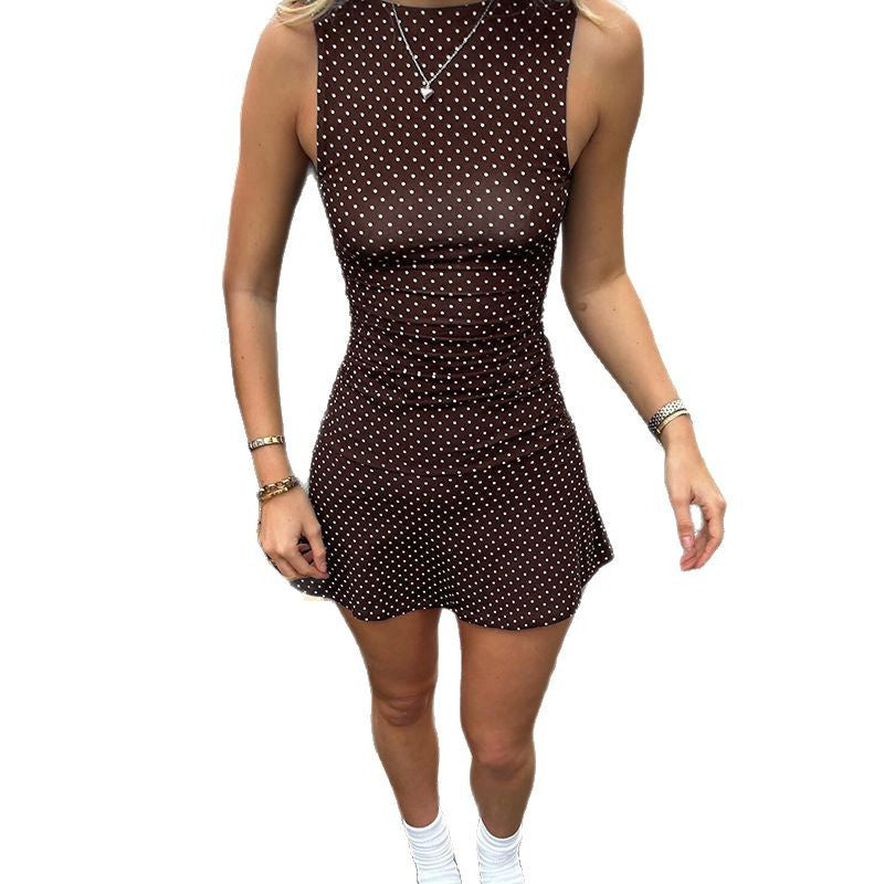 Women's Polka Dot Sleeveless Mini Dress