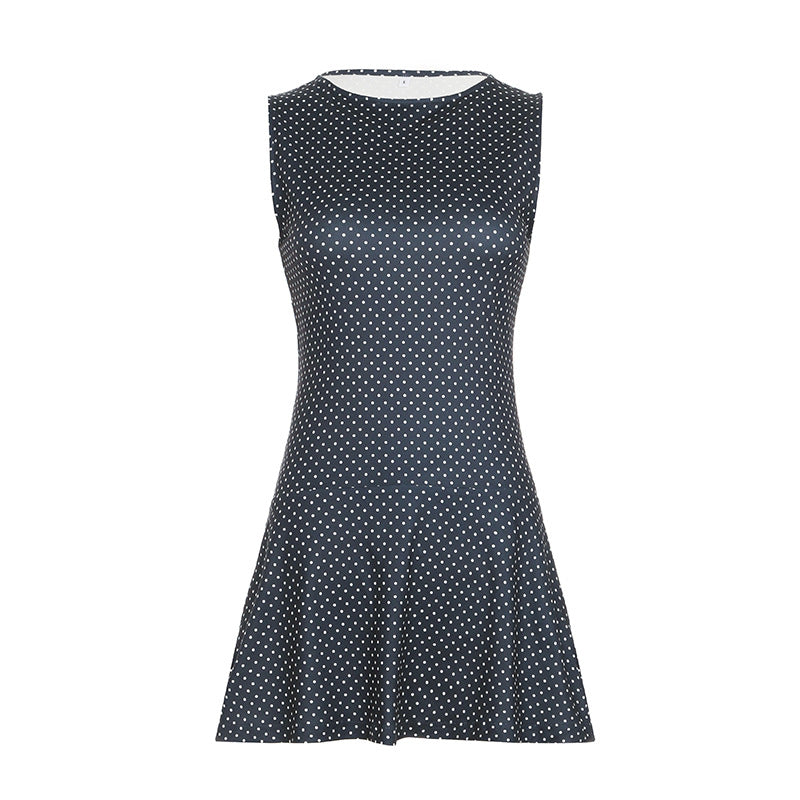 Women's Polka Dot Sleeveless Mini Dress