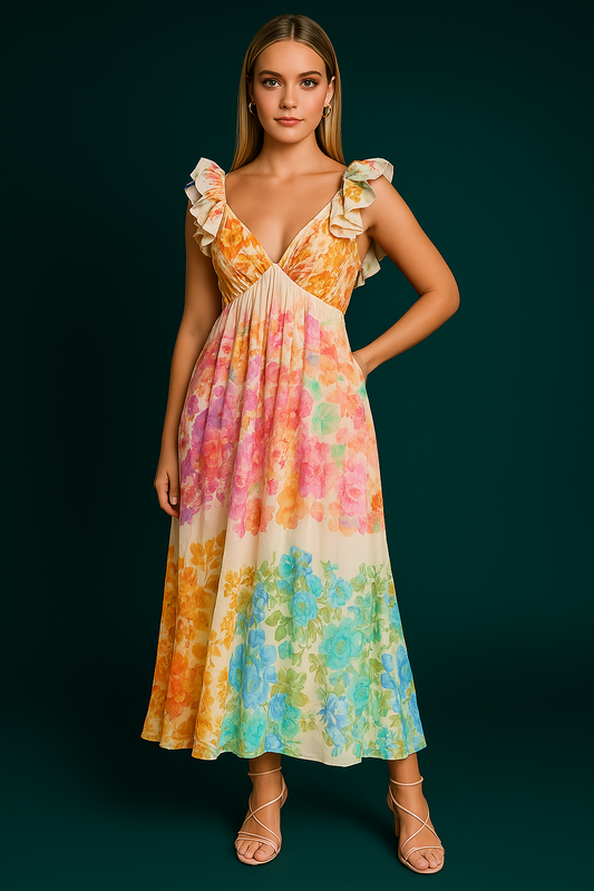Summer V-Neck Long Dress for Women